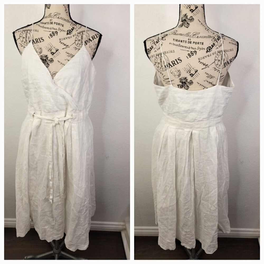 Banana Republic 100% Linen Midi Dress Sz 4 Strappy Poplin Euro Summer Capsule